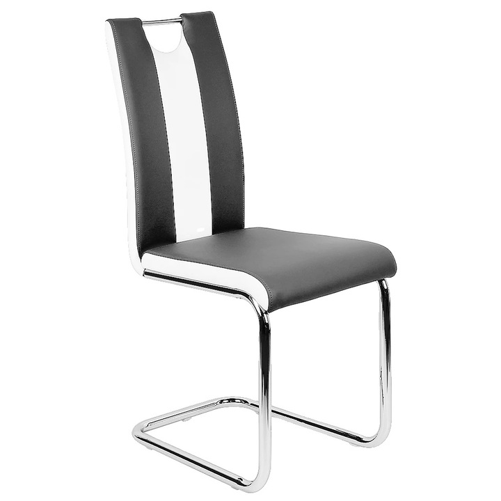 Scaun, design minimalist, confortabil, negru alb, 49x39.5x98.5cm