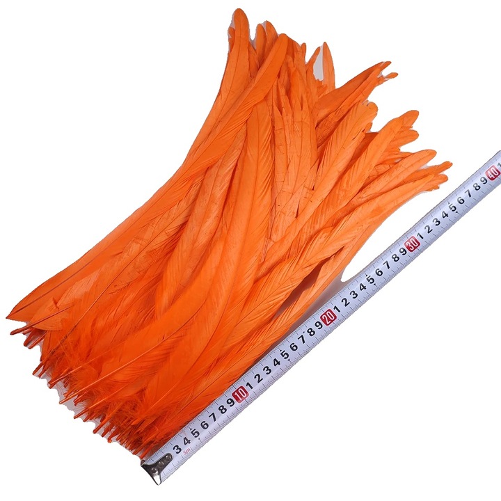 Pene de cocos, material natural, portocalii, 35-40cm, set 50 bucati