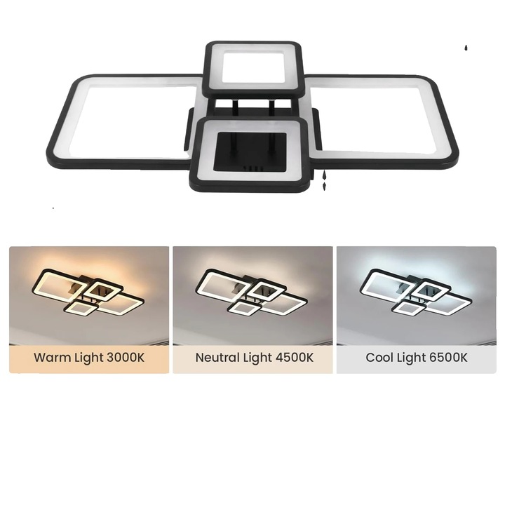 Mennyezeti lámpa, szabályozható, távirányítós, 54W, 3000K-6500K, 15x30m