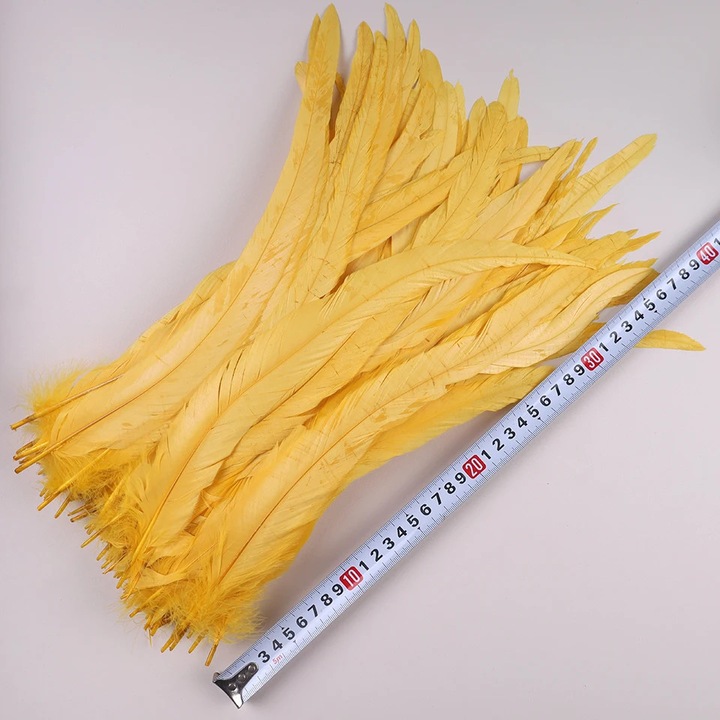 Set de pene de cocos, galben auriu, 35-40cm, 50 bucati