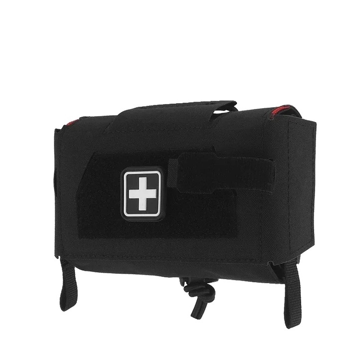 Trusa de prim ajutor, design compact, activitati in aer liber, negru, dimensiuni portabile