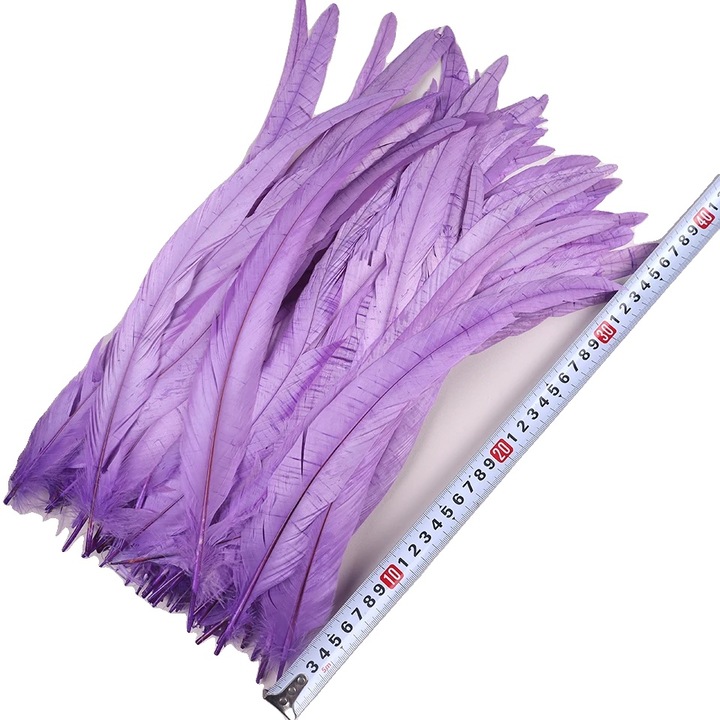 Pene de cocos, material natural, set 50 bucati, lila inchis, 35-40 cm