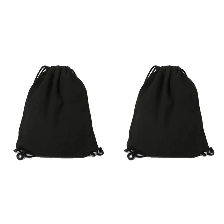 Rucsacuri, 2 bucati, material canvas, curele ajustabile, negru