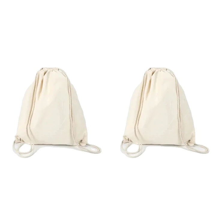 Rucsacuri, 2 bucati, material canvas, curele ajustabile, alb