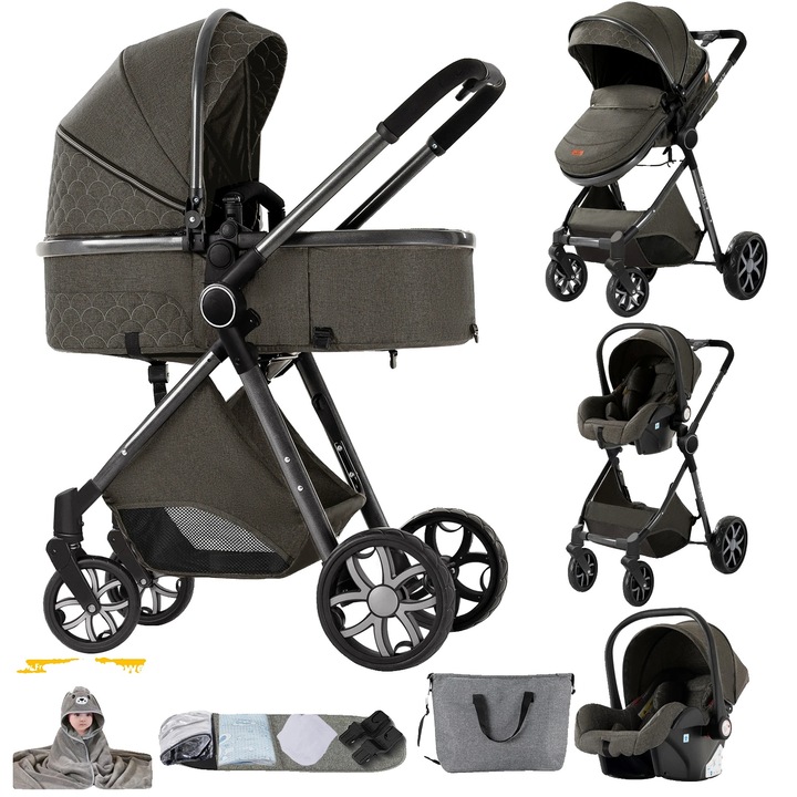 Marsupiu pentru bebelusi, YV9, design pliabil, greutate maxima 20 kg, gri inchis