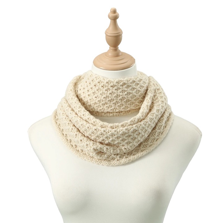 Esarfa circulara tricotata, design calduros, accesoriu la moda, culoare solida, 60x80cm