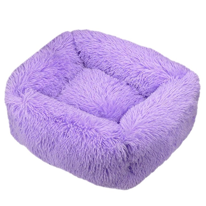 Culcus pentru caini, material plusat, usor de curatat, violet, L (80x65cm)