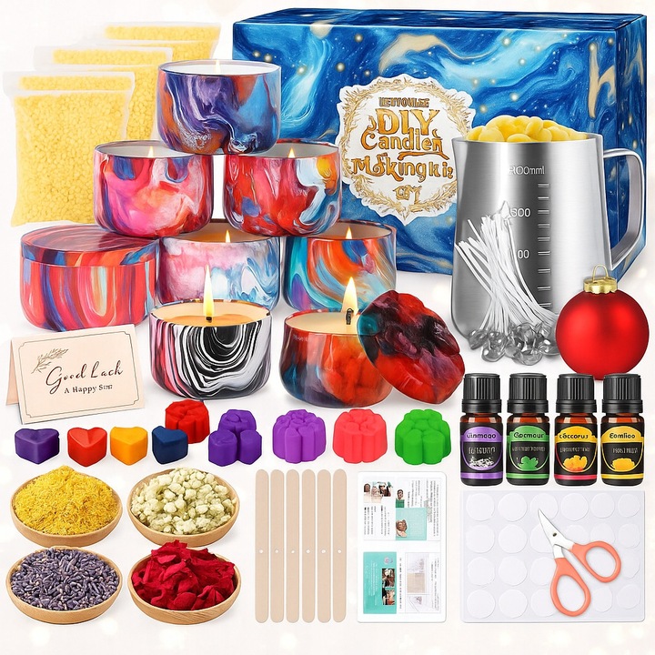 Голям комплект за правене на ароматни свещи от соев восък