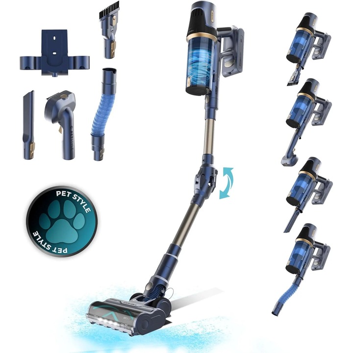 Aspirator vertical Cecotec Conga Rockstar RS70 Pet Flex, 500W, 150 AW, 33, 6 V, Acumulator 2500 mAh, Autonomie 65min