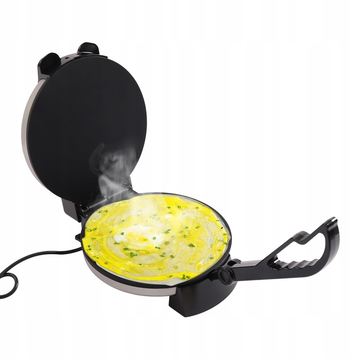 Aparat de preparat clatite, Inox, negru, 32cm, incalzire duala