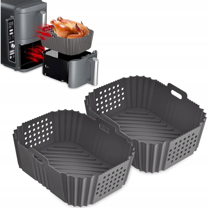 Set 2 forme din silicon pentru friteuza Ninja, 19x14cm, rezistente la temperaturi de pana la 230C, reutilizabile