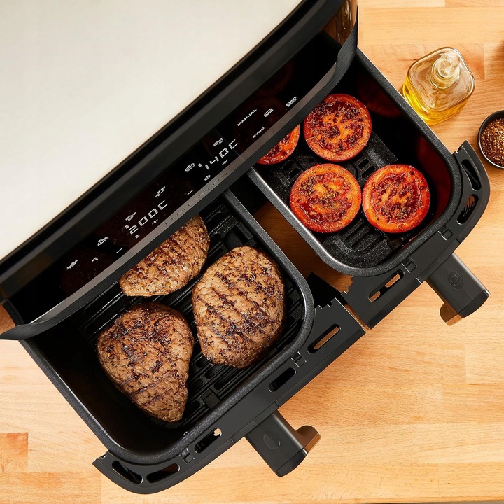Friteuza Tefal EY9018 Dual Easy Fry, 5,2/3,1 l, 2 sertare, neagră