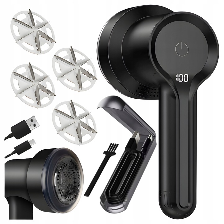 2 az 1-ben ruha borotva elektrosztatikus kefével, AD, 6 pengés, gyors USB-C töltés, 17,5x9,5x7,3cm