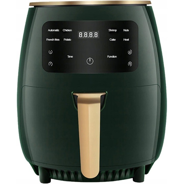 Friteuza cu aer cald, 2000 W, 6 litri, functie de afumare, neagra, 2 in 1