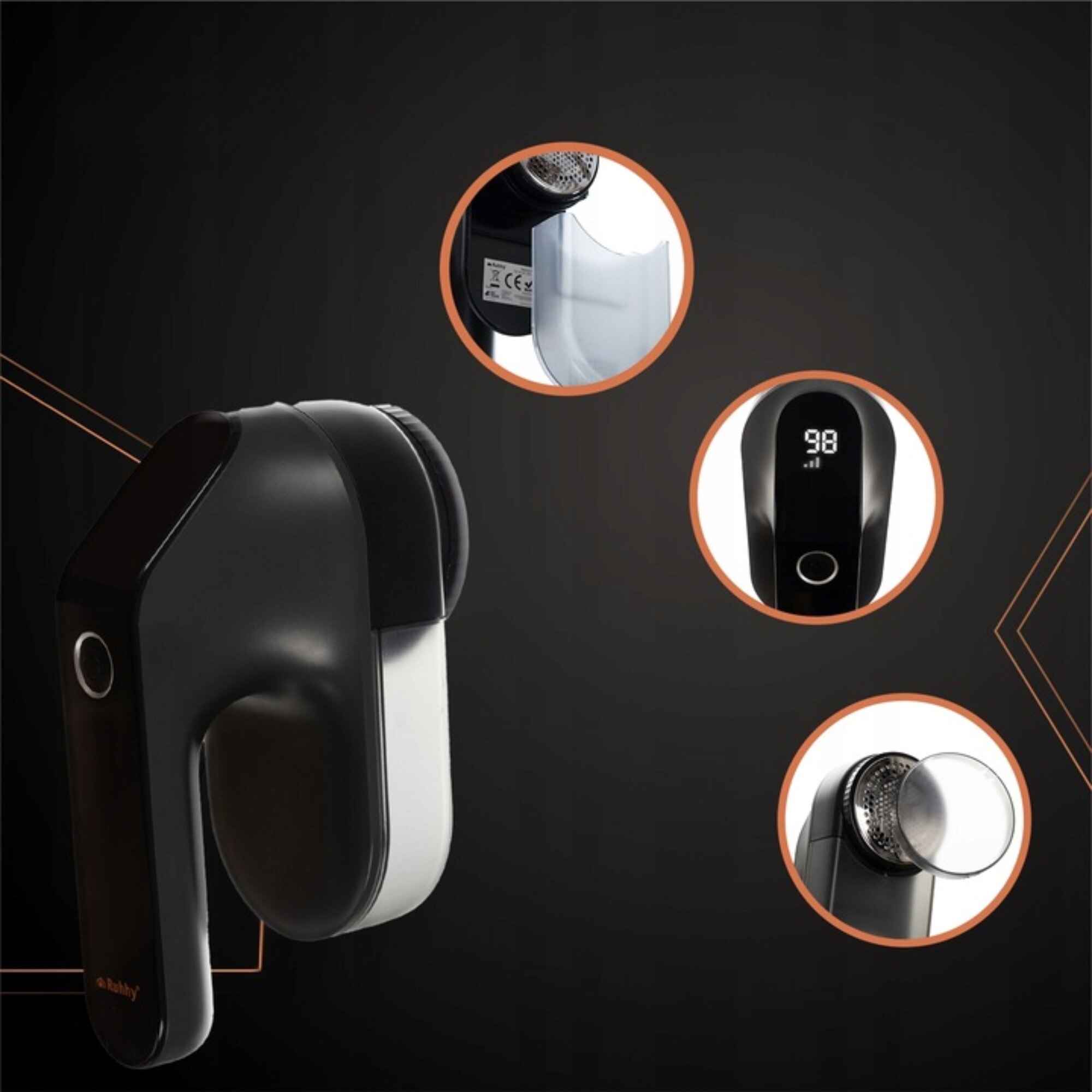 Aparat de curatat scame AD, cu display, 3 niveluri de putere, negru