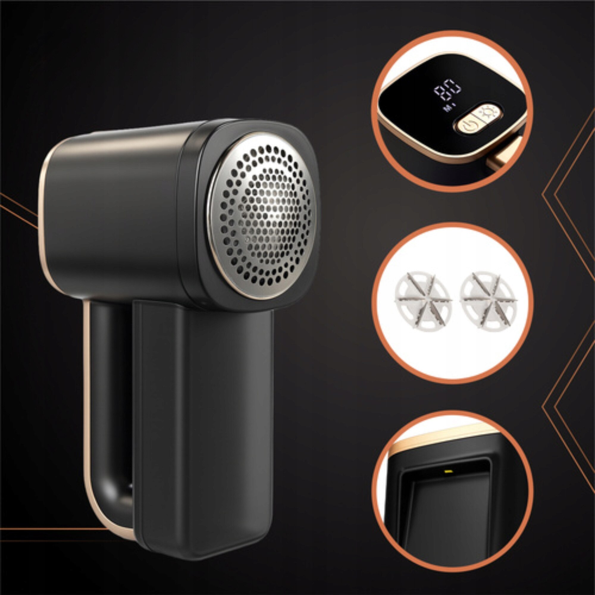 Aparat de curatat scame AD, golire fara fir, LED, 3 viteze, negru