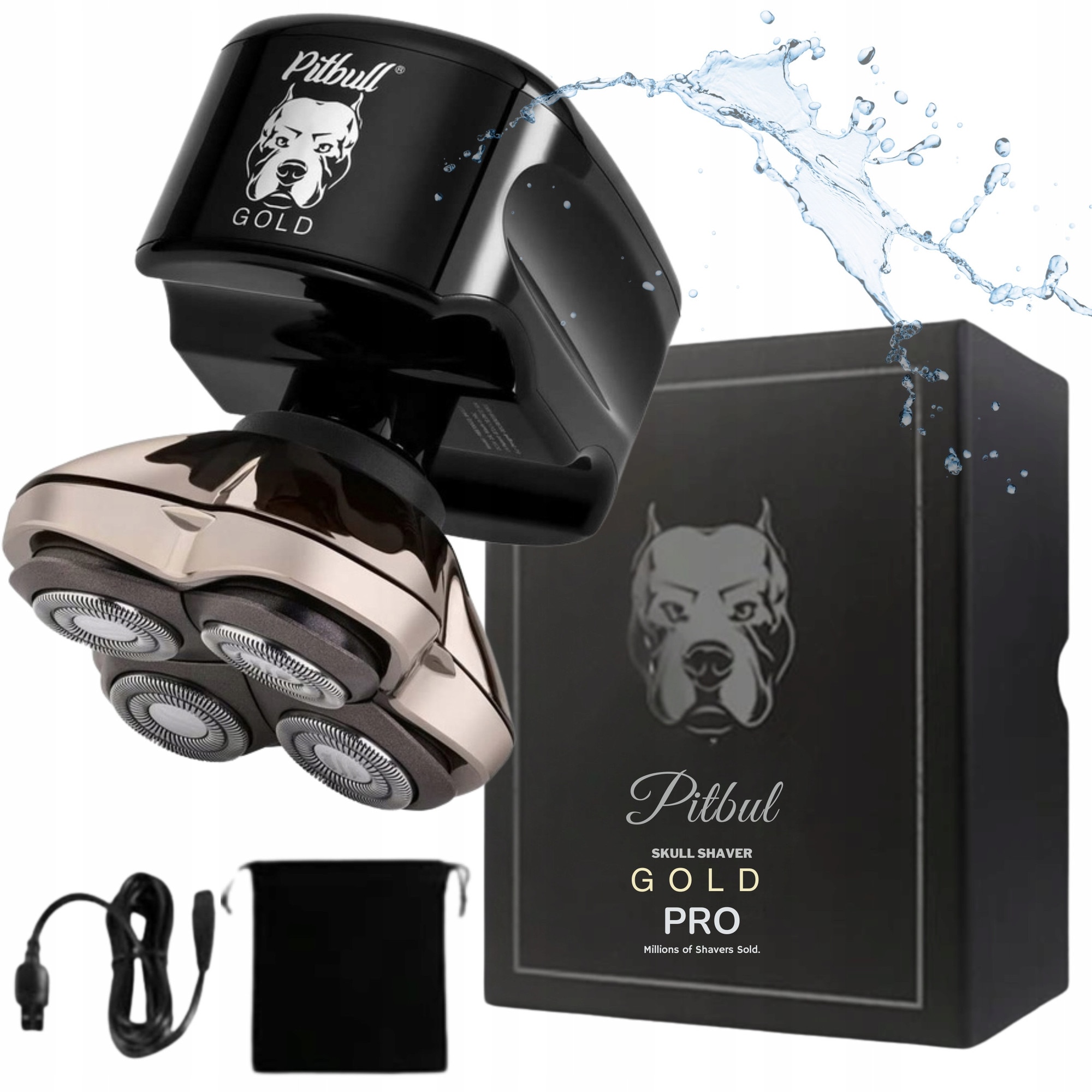 Golarka electrica Skull Shaver Pitbull Gold PRO, 4 capete