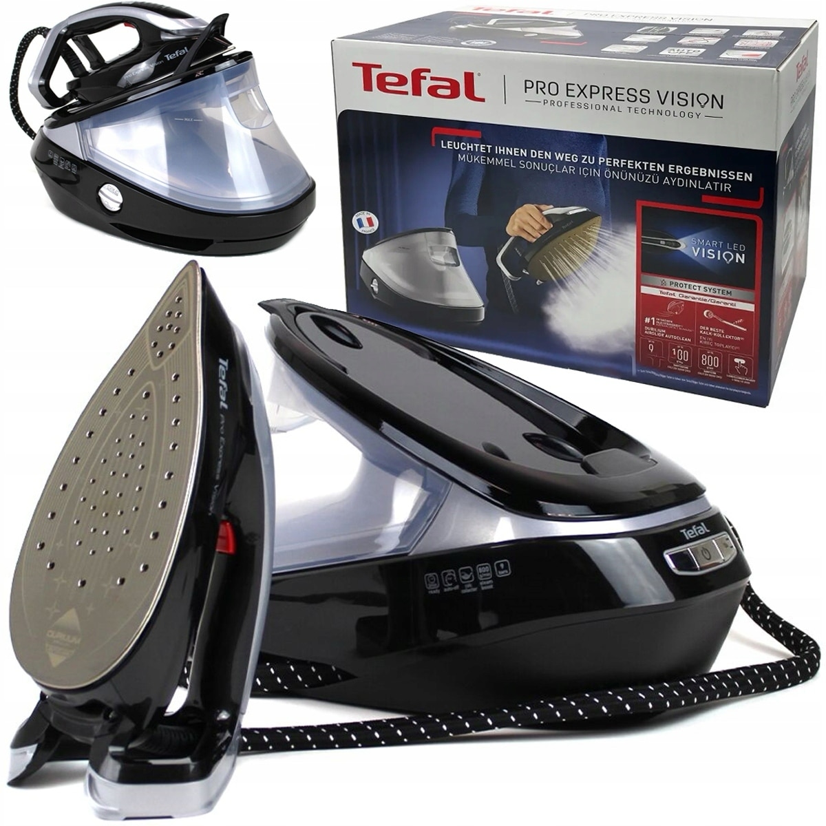 Generator de aburi Tefal Pro Express Vision GV9821, 3000W, 180g/min, 9bar, Durilium AirGlide, 1,2L