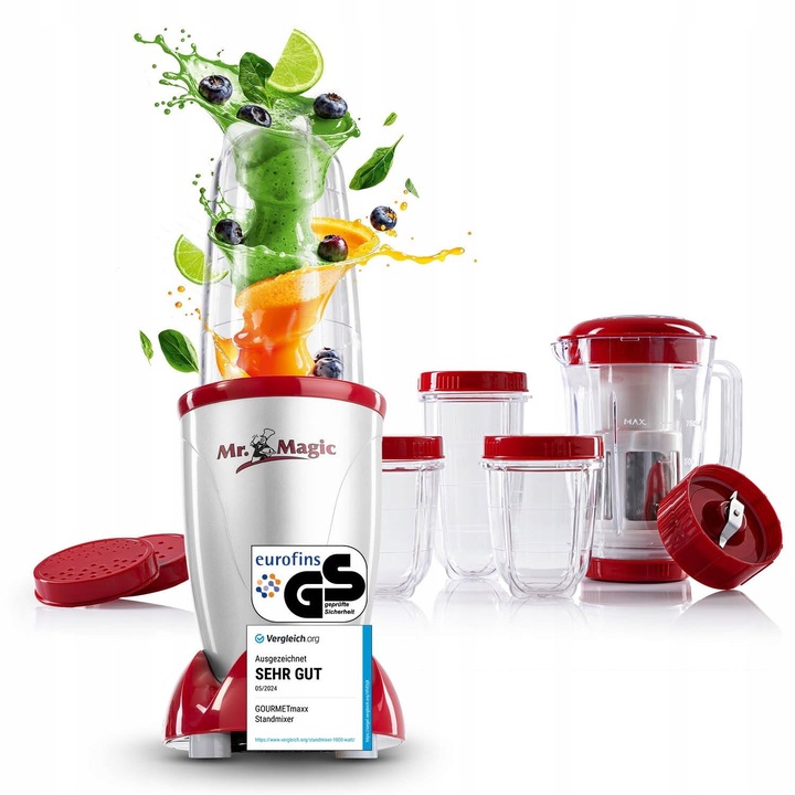 Blender GOURMETmaxx Mr. Magic, set XXL 18 piese, negru, 37x17,5cm