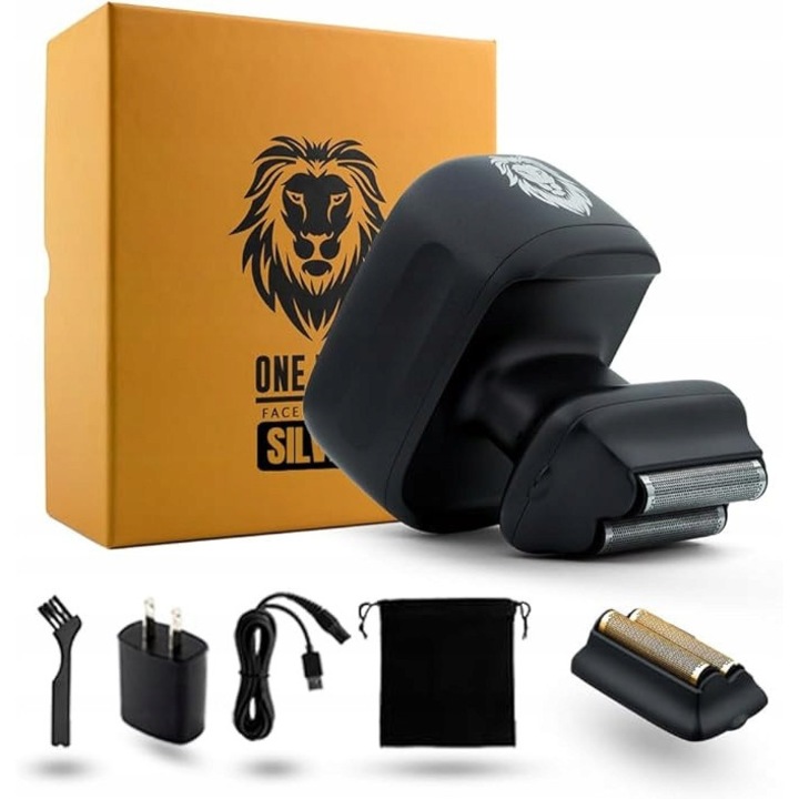 Aparat de ras electric Skull Shaver One Lion Silver Pro, umed si uscat, 90 minute autonomie, design ergonomic