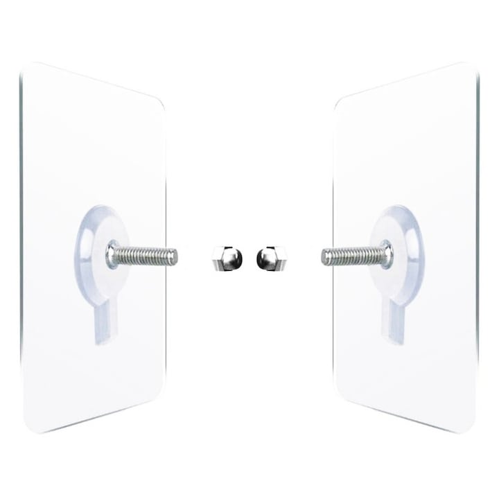 Suport de perete, 2 bucati, transparent, 4mm, capacitate 5kg