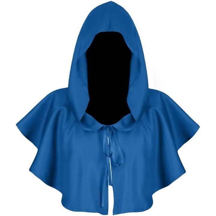 Costum carnaval vampir cu pelerina si gluga, albastru