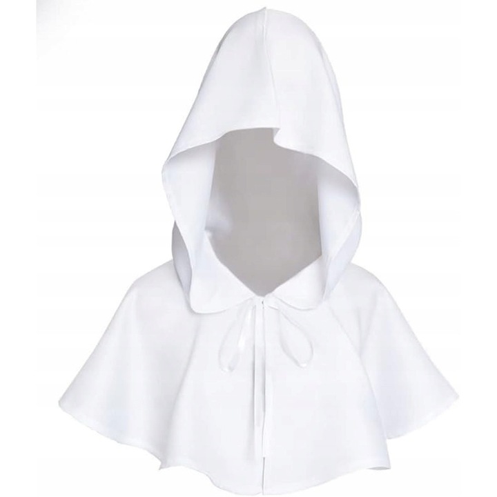 Capa carnaval vampir cu pelerina si gluga, alb