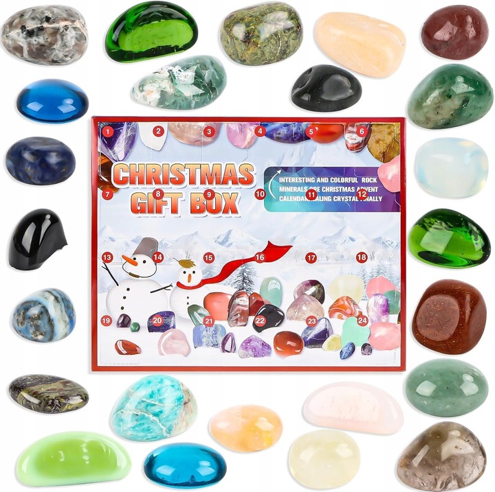 Adventi naptár, kristályokkal, 24 napos, oktató, többszínű, 2024