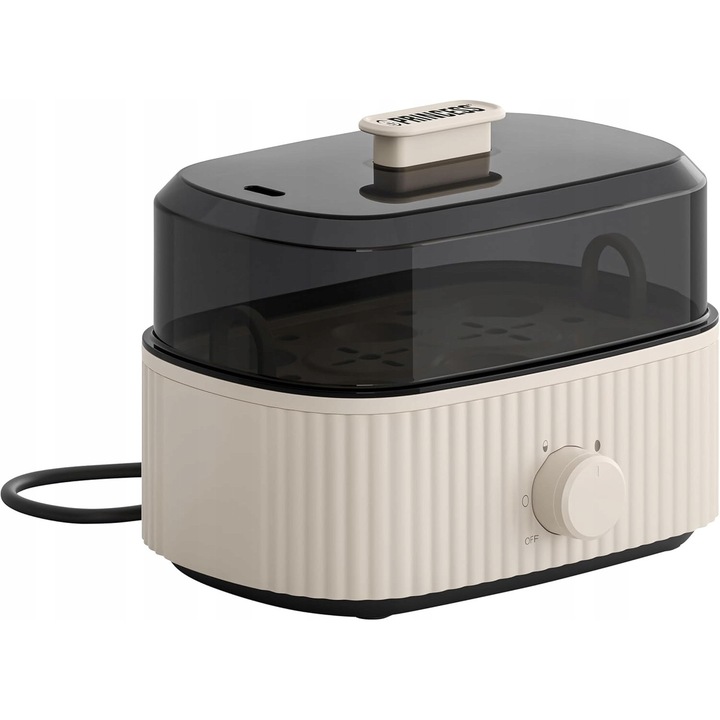 Aparat de fiert oua electric, 6 oua, inox, 300W, automat, 15,1x19,5x15,2cm, bej