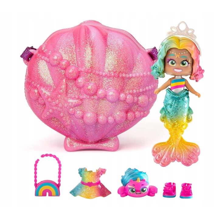 KookyLoos Coral sellő baba szett, 1 sellő, 1 ruhaszett, 3+ év