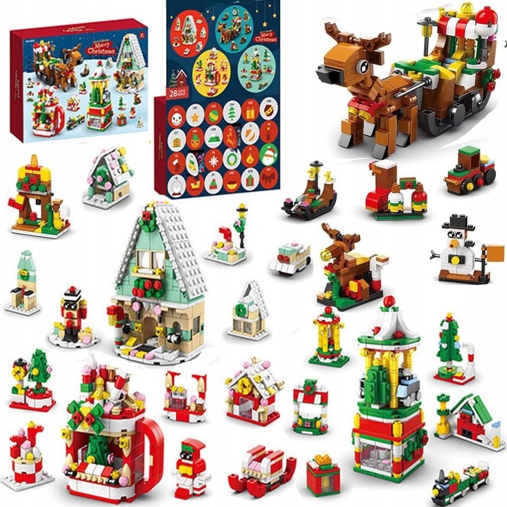 Calendar Advent 2024, 24 surprize, jucarii de constructie, multicolor, set