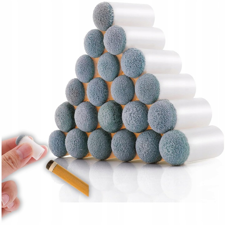 Set 24 capete schimbabile pentru tacuri de biliard, alb + albastru, 13mm, 3cm