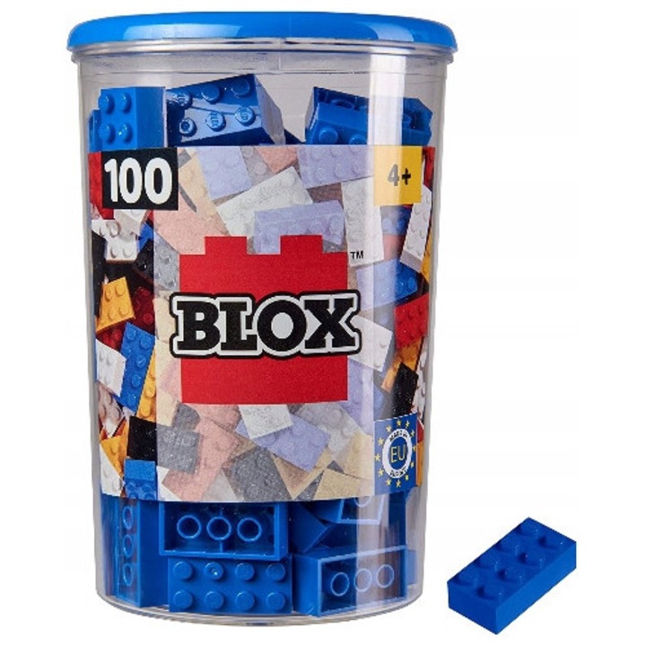Set de constructie Simba Blox 100 bucati, colorate, pentru copii de la 3 ani, albastru