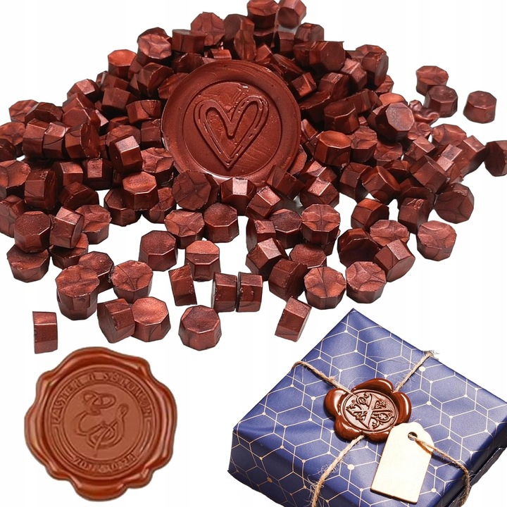 Set de 500 perle de ceara pentru sigilii, ceara rosie caramizie