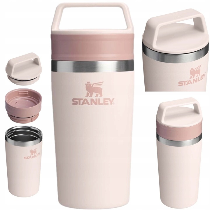 Cana termica Stanley Cafe To-Go, 0,35 l, Rose Quartz, dimensiuni 7,8x19 cm, din otel inoxidabil, fara BPA