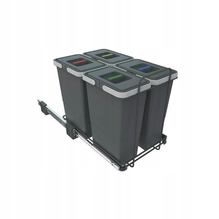 Cos de gunoi 32L, 4 compartimente, retractabil, pentru dulapul de bucatarie