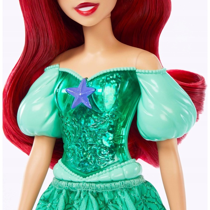 Papusa Ariel, printesa Disney, cu articole accesorii, par lung pentru coafuri, 3+ ani
