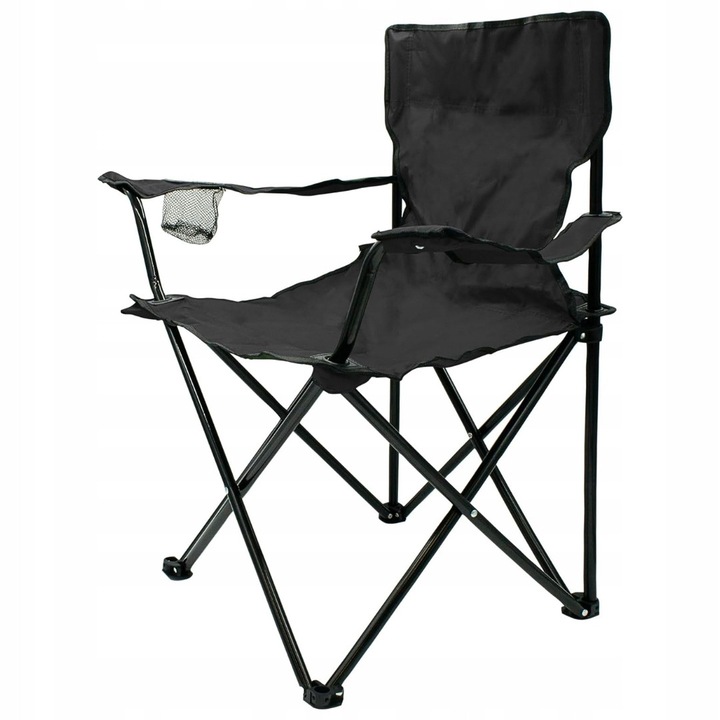 Scaun pliabil, negru, cu husa, pentru plaja si gradina, 80x43x42cm