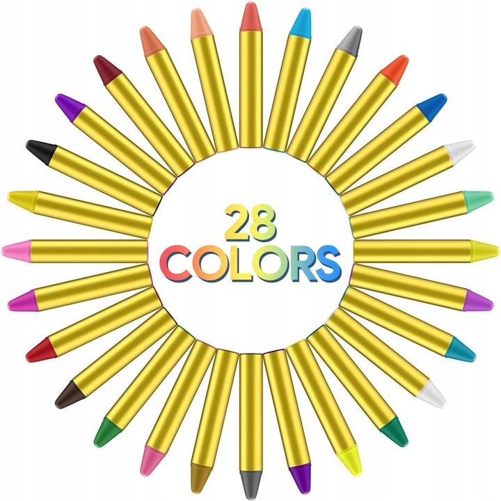 28 darabos színes ceruza készlet arc- és testfestéshez gyermekeknek