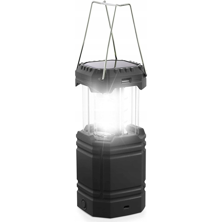 Lampa camping, LED, 3 in 1, neagra, 12,6x8,1x7,9 cm