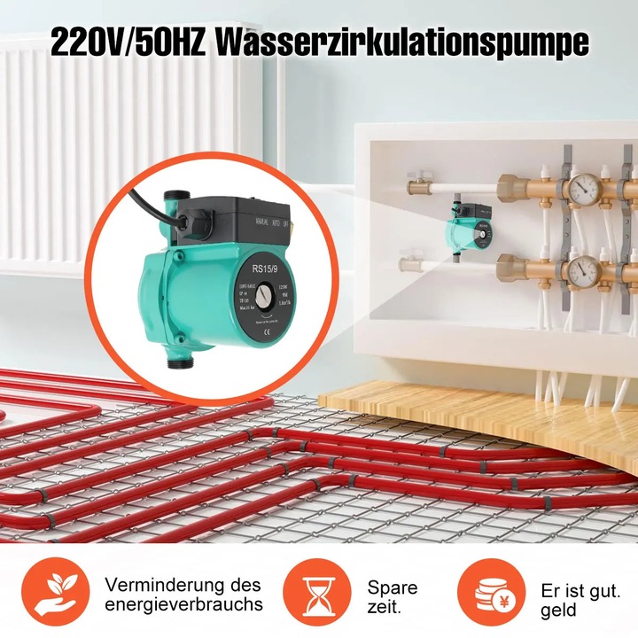 Помпа за рециркулация на топла вода, висока ефективност, двойни режими на управление, 125W, 3/4" NPT