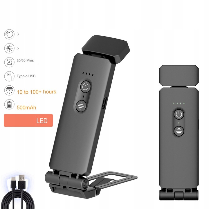 Lampa de citit carti, 3 culori, 5 niveluri de luminozitate, USB-C