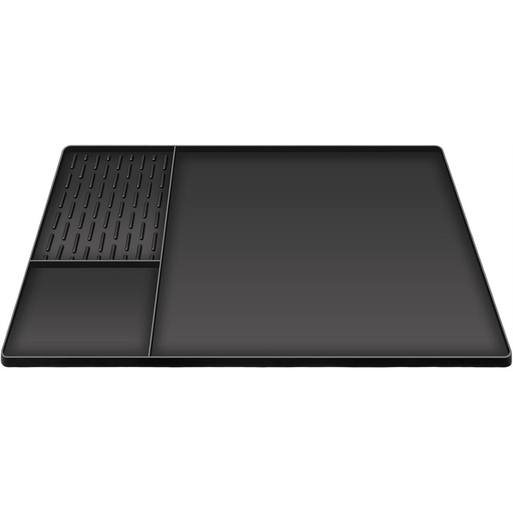 Силиконова подложка за кафе машина, 60x40см, 3 отделения, черна