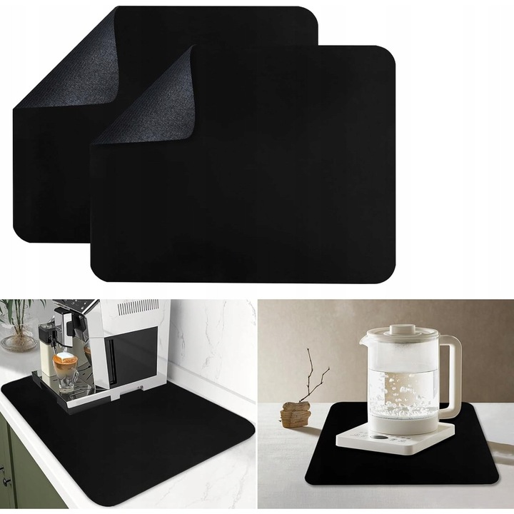 Комплект от 2 подложки за отцеждане, 50x40 см, черни, бързо абсорбиращи, лесни за почистване