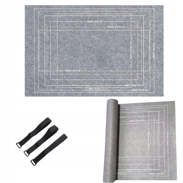 Mata pentru puzzle, 120x80cm, capacitate 2000 elemente, antiderapanta, gri/negru/bleu/verde, set