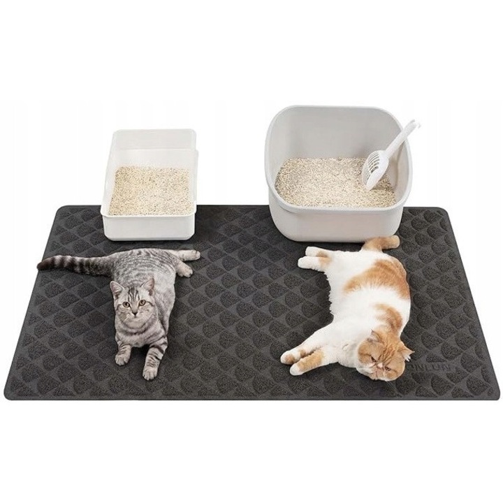 Mata pentru litiera, 120x90cm, neagra, design antiderapant, usor de curatat