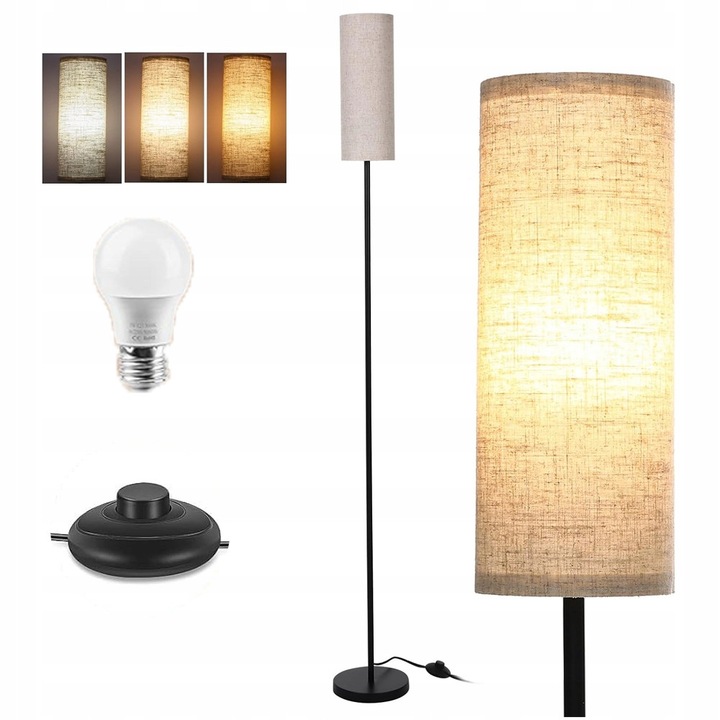 Lampa de podea Bedee, 12W, 3 temperaturi de culoare, 164cm, bej