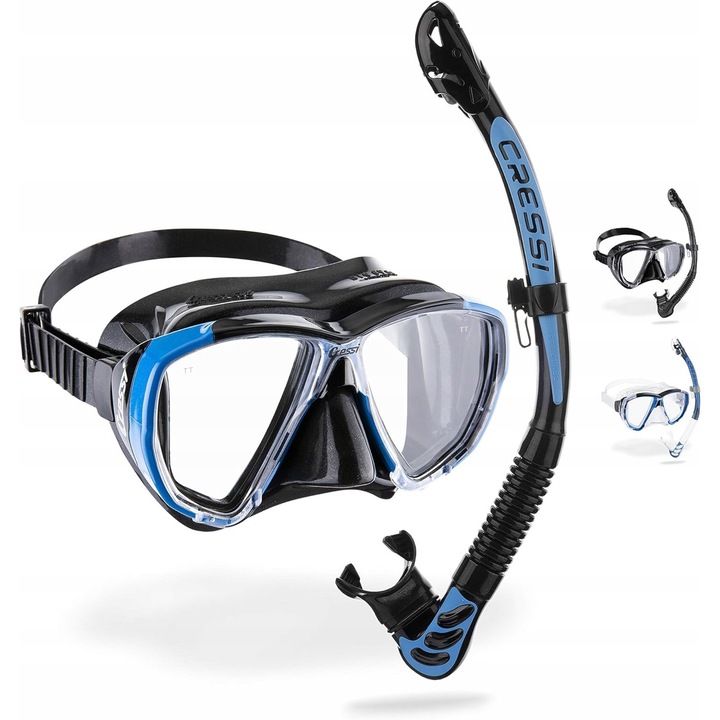 Cressi Combo Big Eyes+Alpha U.D. maszk és snorkel készlet, fekete/azúr, uniszex, egy méret