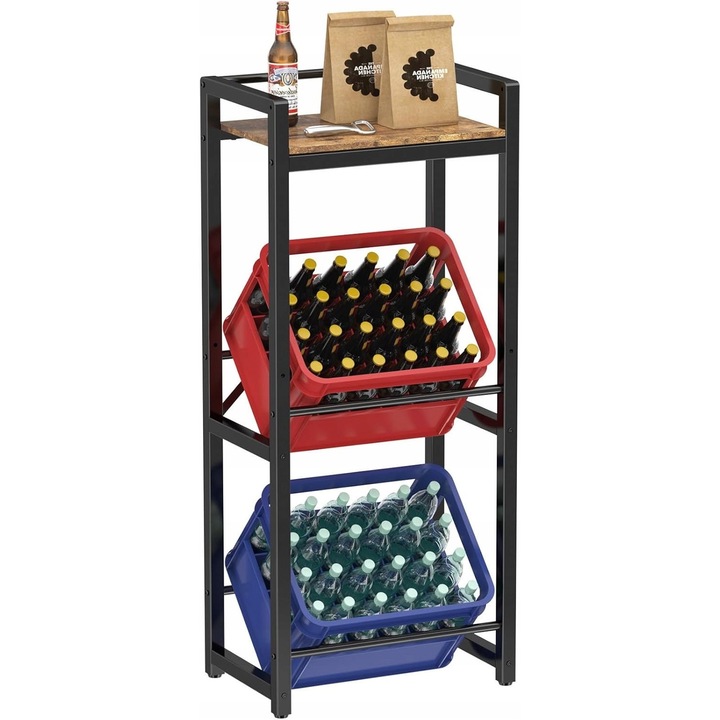 Italtartó, fém polc 2 dobozhoz, barna színű