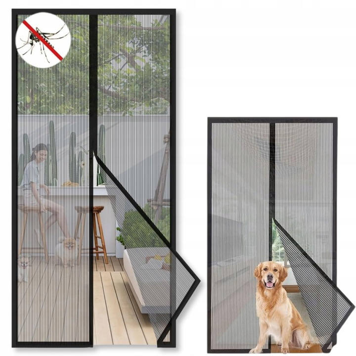 Moskitiera pentru usi, 140x230cm, protectie eficienta impotriva insectelor, inchidere magnetica, set